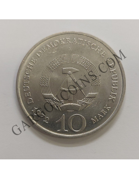 República Democratica Alemana DDR 10  Marcos 1972 ceca A Berlín  RDA del Memorial Buchenwald cerca de Weimar