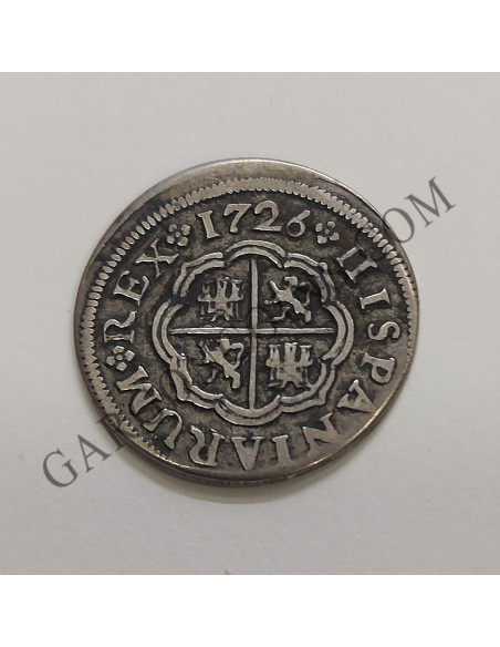 Felipe V  1 Real 1726 ceca de Sevilla J en  MBC