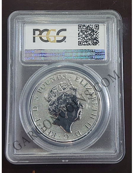 Gran Bretaña 5 Libras 2 Onzas 2018 Unicornio de Escocia Certificado PCGS