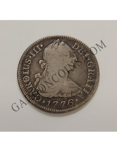 Carlos III  2 Reales Mejico 1776  FM en  EBC y pátina
