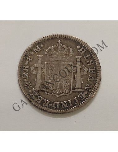 Carlos III  2 Reales Mejico 1776  FM en  EBC y pátina