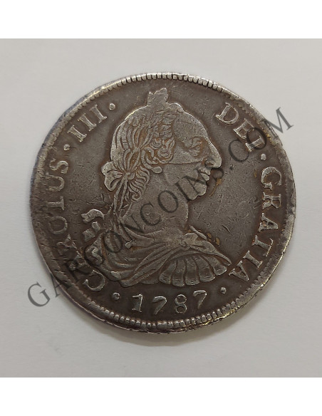 Carlos III  8 Reales 1787  Potosí ensayadores PR. Cospel de 42 mm VARIANTE