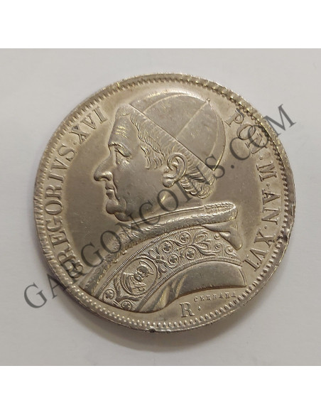 Estados Papales GREGORIUS XVI  1 Scudo del 1846 en EBC+ km 1324