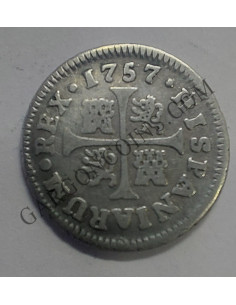 Fernando VI 1/2 real 1757 Madrid y ensayadores JB
