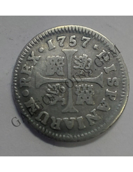 Fernando VI 1/2 real 1757 Madrid y ensayadores JB