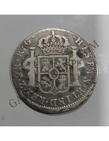 Fernando VII 2 Reales de Zacatecas 1821 RG