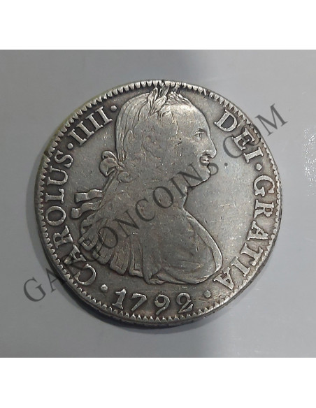 Carlos IV 8 Reales 1792 Mexico FM EBC