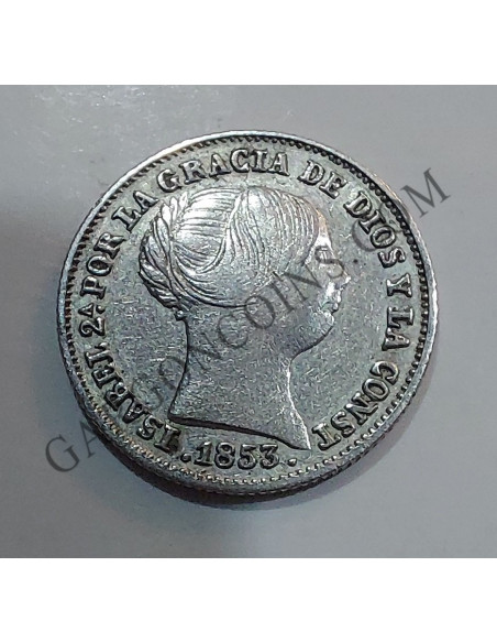 isabel ii,sevilla,real,moneda,coin,2ª,silver,silber,españa,spain,1862,mÜNZEN,plata,1857,