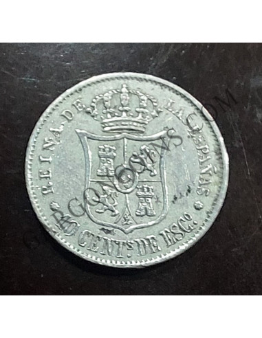 Isabel II   10 céntimos de Escudo  del 1865 de Sevilla