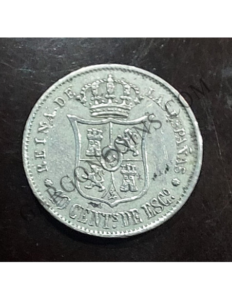 Isabel II   10 céntimos de Escudo  del 1865 de Sevilla