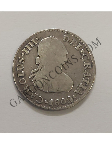 Carlos IV  1/2 Real 1802 ceca de Méjico FT
