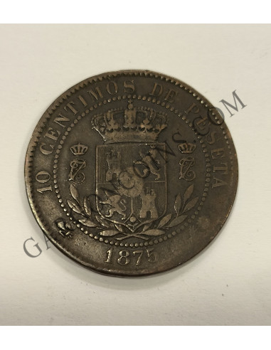 Carlos VII  El pretendiente 10 Céntimos 1875 ceca de Bruselas 
