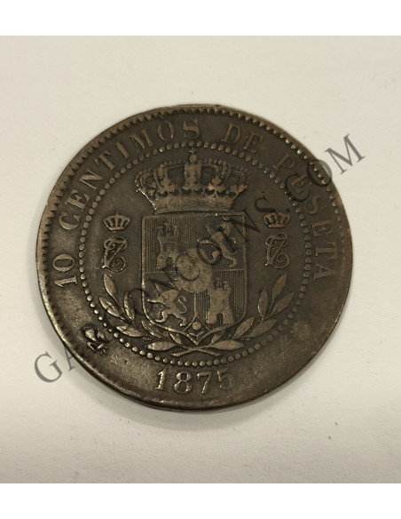 Carlos VII  El pretendiente 10 Céntimos 1875 ceca de Bruselas 