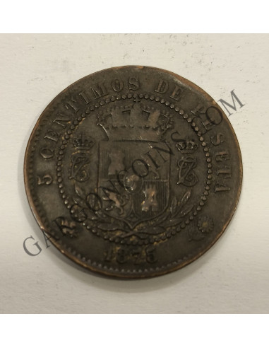 Carlos VII  El pretendiente 5 Céntimos 1875 ceca de Bruselas 
