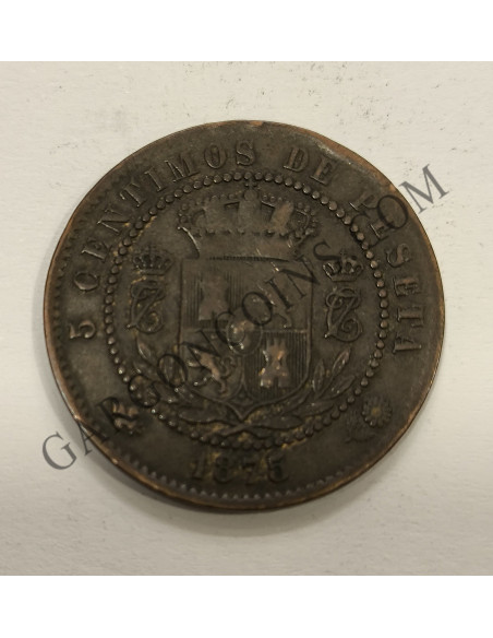 Carlos VII  El pretendiente 5 Céntimos 1875 ceca de Bruselas 