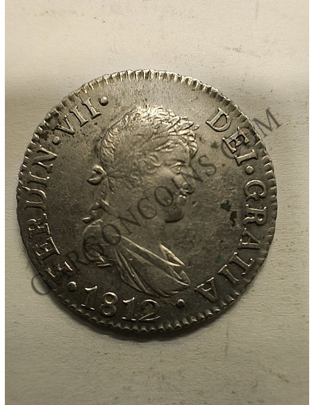 Fernando VII 2 Reales Cadiz C I de 1812 vano de acuñacion