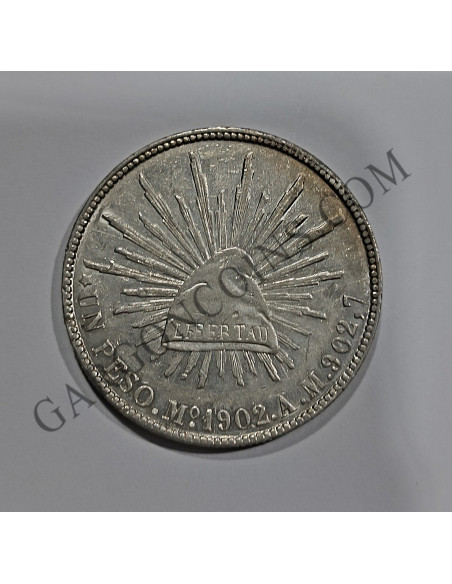 Mexico 1 Peso de 1902 Mº A M sin circular KM 409