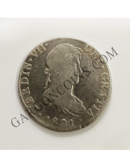 Fernando VII 8 Reales del 1821   ceca de Mexico y ensayadores JJ