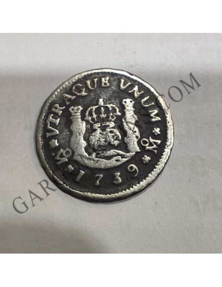 Felipe V 1/2 Real 1739 Mexico MF MBC Columnario Colonial
