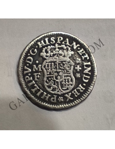Felipe V 1/2 Real 1739 Mexico MF MBC Columnario Colonial