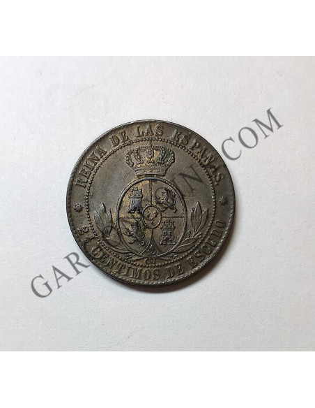 Isabel 2ª Barcelona 1868 2 ½ céntimos de escudo MBC