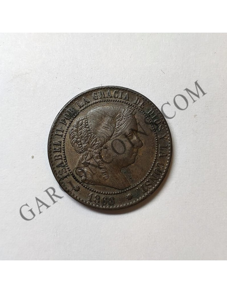 Isabel 2ª Barcelona 1868 2 ½ céntimos de escudo MBC