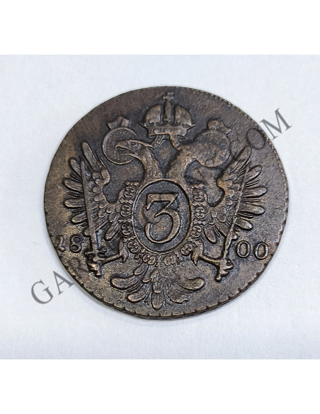 Austria Imperio Francisco II 3 Kreuzerdel 1800 ceca Schmöllnitz (Eslovakia)  KM 2115.3  MBC+EBC