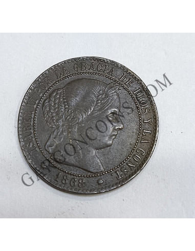 Isabel II  Barcelona 1868 2 ½ céntimos de escudo EBC