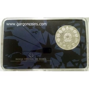 Portugal.  V Centenario. 500 Cruzeiros. Proof. Encuentro entre 2 mundos