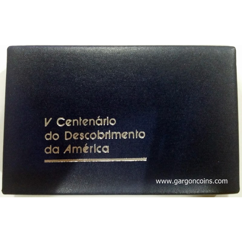 Portugal.  V Centenario. 500 Cruzeiros. Proof. Encuentro entre 2 mundos