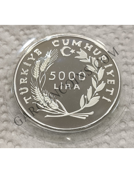 Turquia 5000 Lira 1984 Proof.. Serie: Juegos Olímpicos de Verano Los Angeles 1984