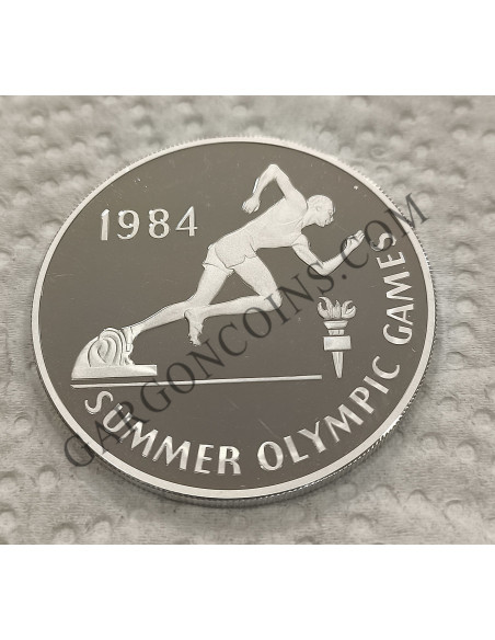 Jamaica 10 Dolares 1984 Proof. Serie: Juegos Olímpicos de Verano Los Angeles 1984