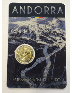 Andorra 2€ 2019 Final de la copa del mundo de esquí. La mas rara de las emitidas hasta aohra