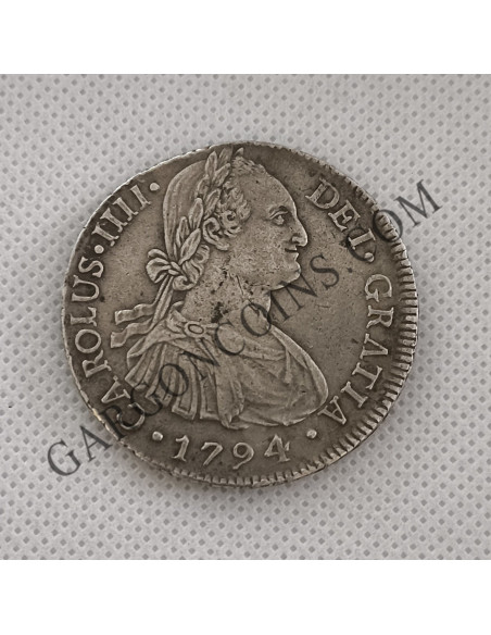 Carlos IV 8 Reales 1794 Lima  I J  en MBC