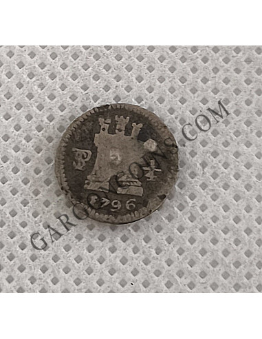 Carlos IV ¼ de Real ceca de Potosí del 1796 en Plata