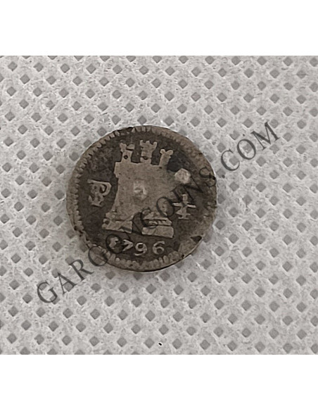 Carlos IV ¼ de Real ceca de Potosí del 1796 en Plata
