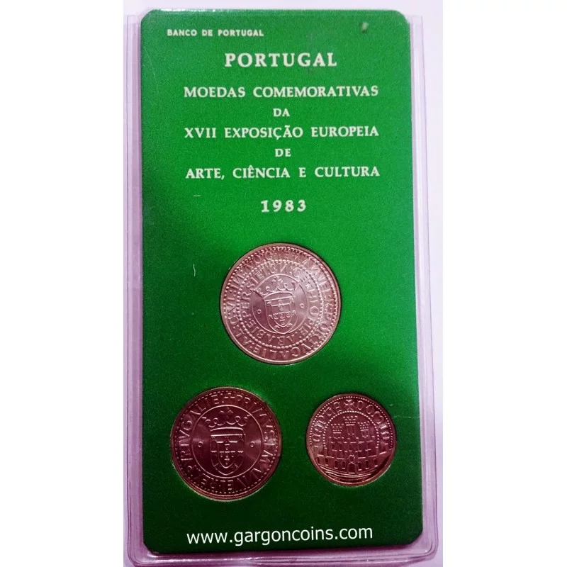 Portugal 1983 Monedas conmemorativas de la XVII exposicion europea de arte ciencia y cultura.