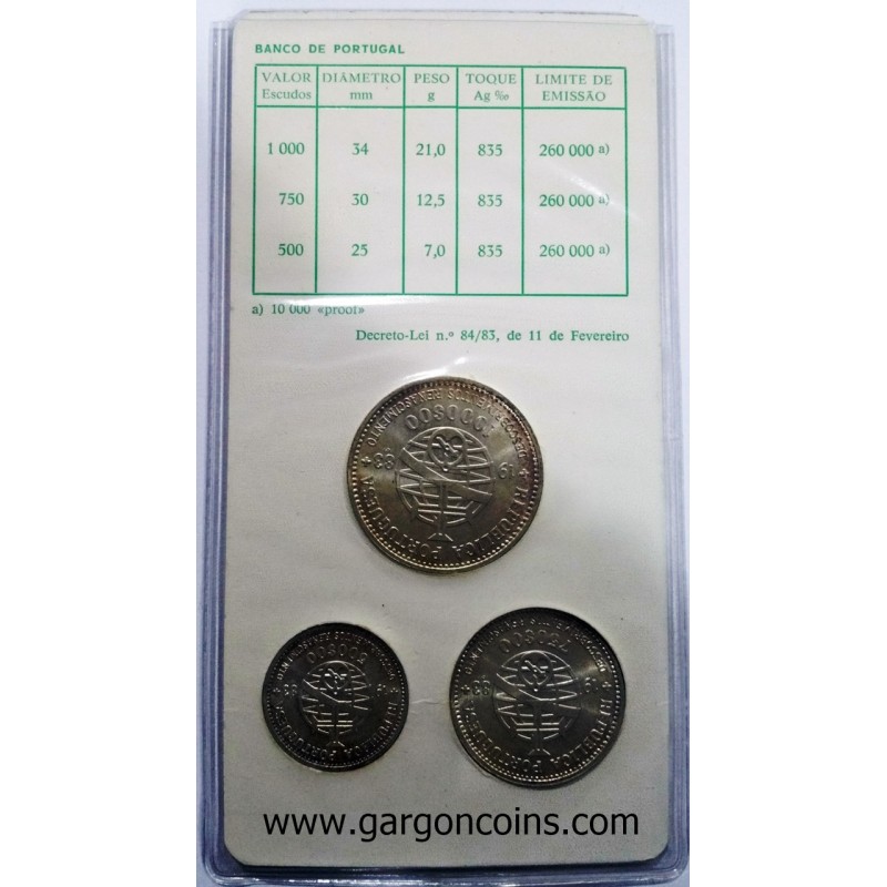 Portugal 1983 Monedas conmemorativas de la XVII exposicion europea de arte ciencia y cultura.