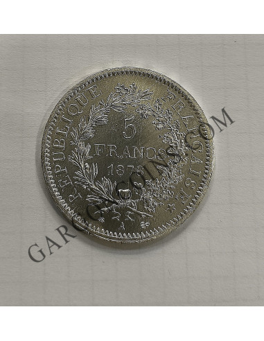 Francia 5 Francos 1876 A Paris sin circular Hercules 