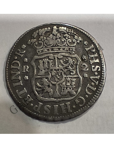 Felipe V 2 Reales 1745 ceca de Mexico Mº-M  EBC Columnario
