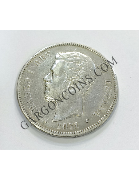 Amadeo I 5 Pesetas 1871 *18*73 DEM MBC