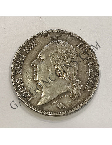 Francia  Rarísimos 5 Francos de Luis XVIII 1814 de Bayone Busto Habillé EBC France piece de 5 francs