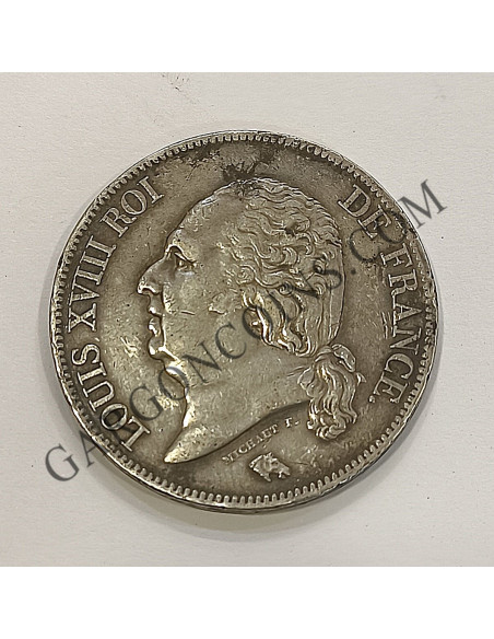 Francia  Rarísimos 5 Francos de Luis XVIII 1814 de Bayone Busto Habillé EBC France piece de 5 francs