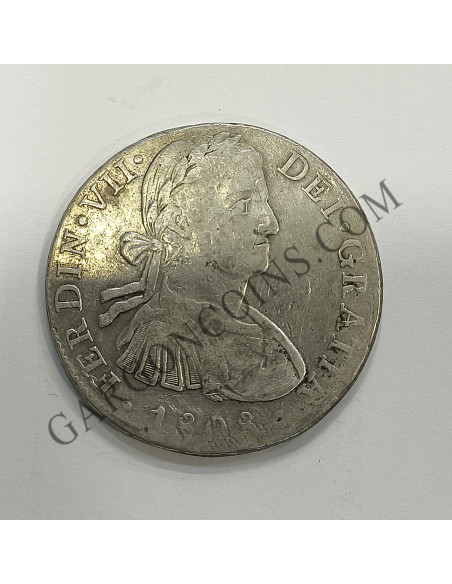 Fernando VII 8 Reales del 1808 Mexico TH .Resello Chino en columna de Hercules
