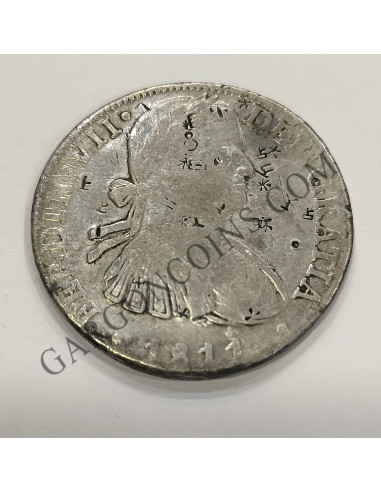 Fernando VII 8 Reales del 1811  Mexico HJ .Resellos Chinos en anverso de la moneda