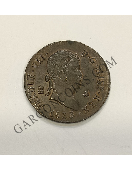Fernando VII  4 maravedis 1833 Segovia EBC -S/C
