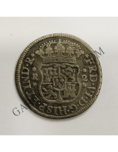 Fernando VI  2 Reales 1754  Mexico M columnario MBC+