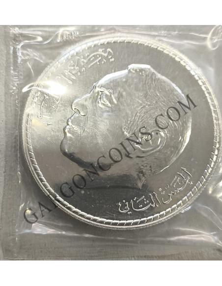 Marruecos 50 Dirhams 1979 50 años de Hassan II Plata Y 76