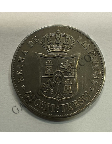 Isabel II 40 céntimos de escudo de 1865 ceca de Madrid en EBC