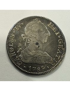 Carlos IV 2 Reales Potosí 1789 PR Busto de Carlos III MBC